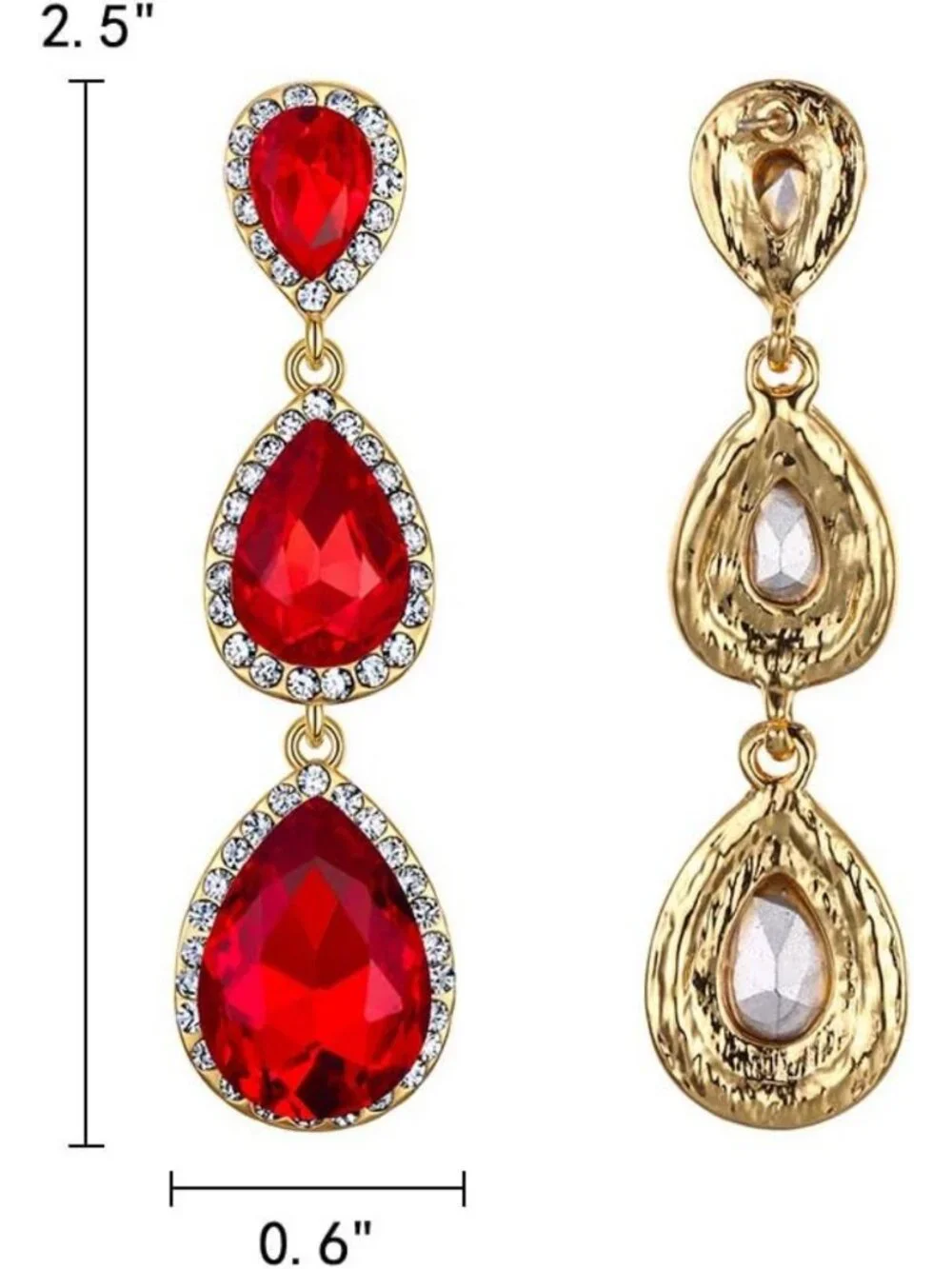 Stunning Crystal Teardrop Pear Shape Earrings - 2.5 Inch Long Dangle Jewelry